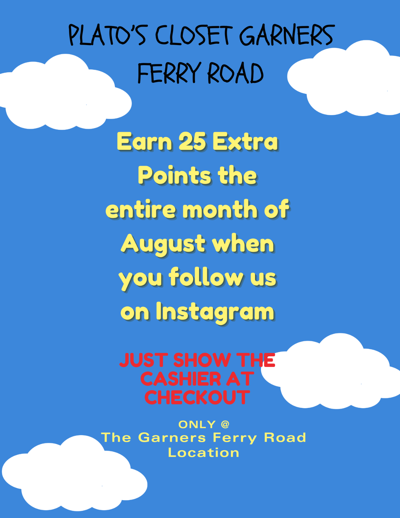 Get 25 extra points when you show us that you follow us on Instagram!